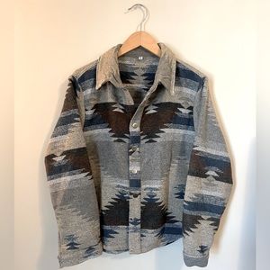 Western Aztec Shacket - Gold Dogs, Size XL